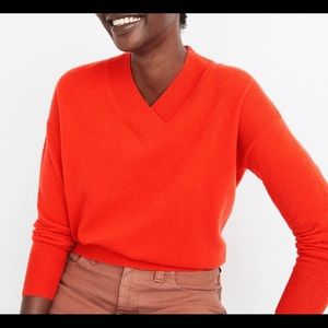 Madewell apple red sweater cashmere v-neck